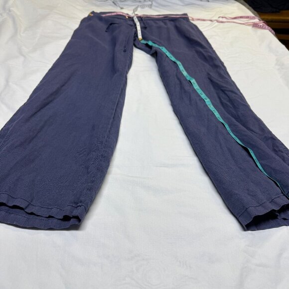 Lilly Pulitzer Linen Pants Navy Blue Drawstring Waist Sz L EUC - Picture 3 of 10